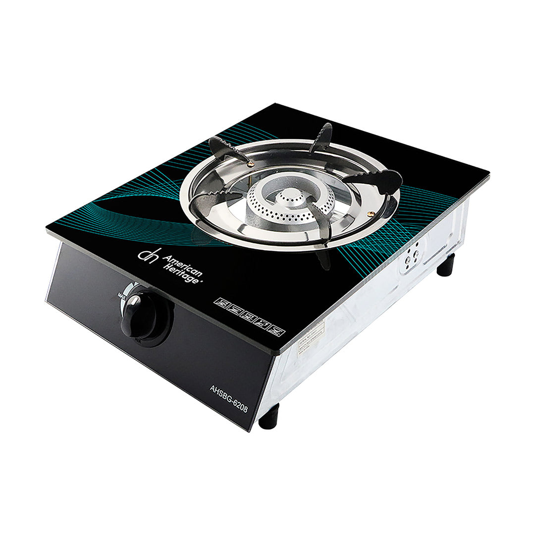 American Heritage Glass Top Gas Stove Single Burner