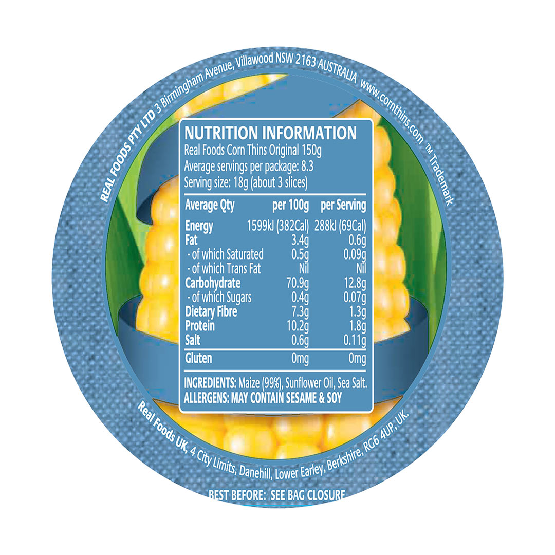 Real Foods Corn Thins Original 150g