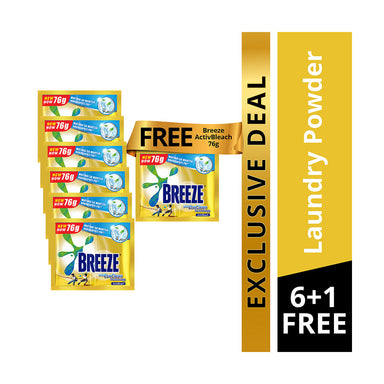 Breeze Laundry Powder ActivBleach 76g x 6pcs + 1 Free