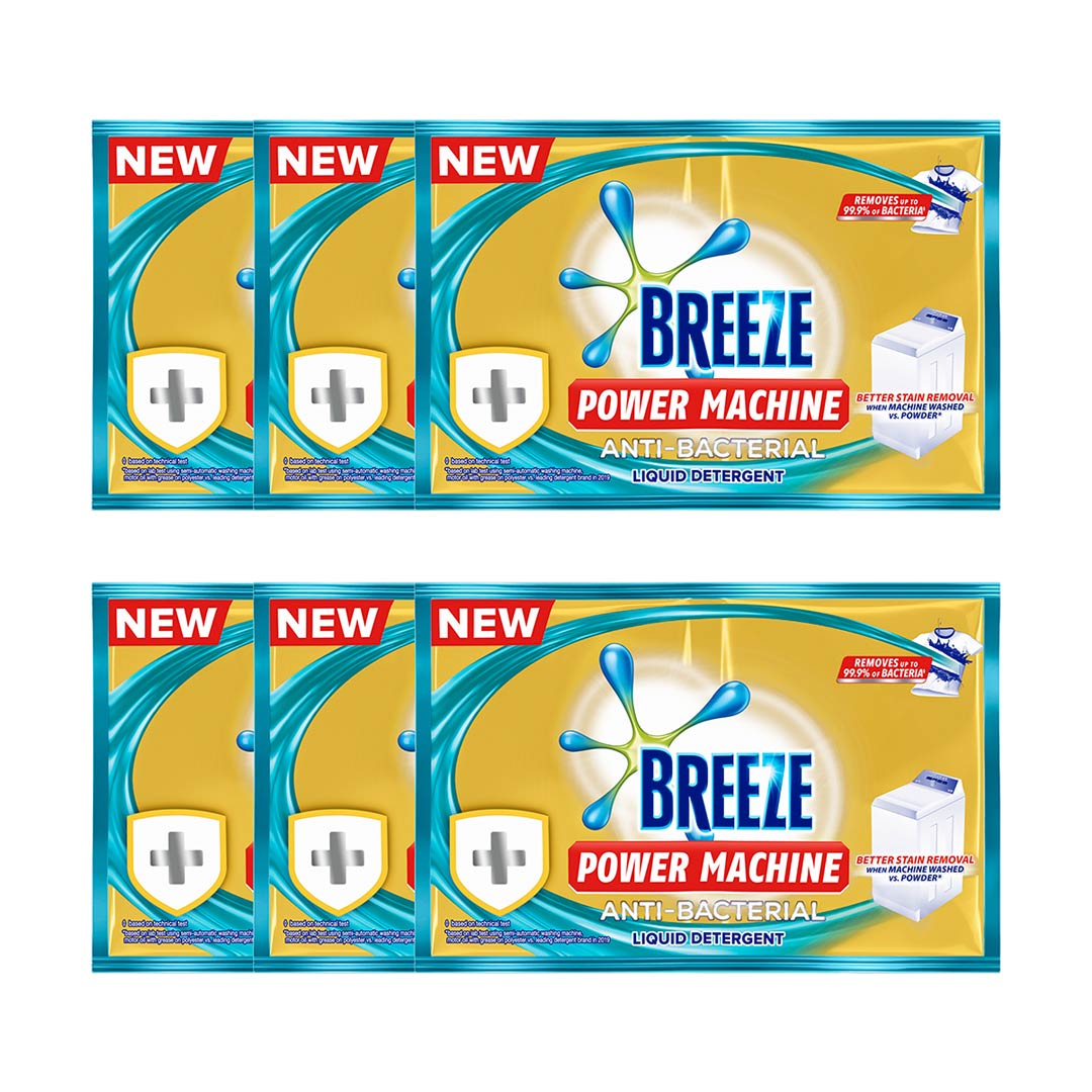 Breeze Liquid Detergent Power Machine Anti-Bacterial 60ml x 6pcs