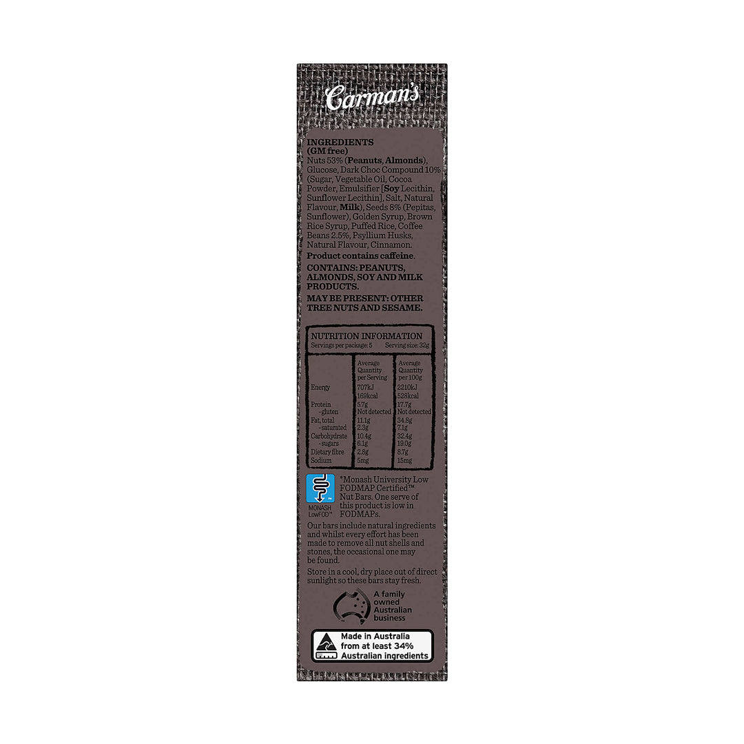 Carman's Roasted Nut Bar Dark Choc Espresso 160g