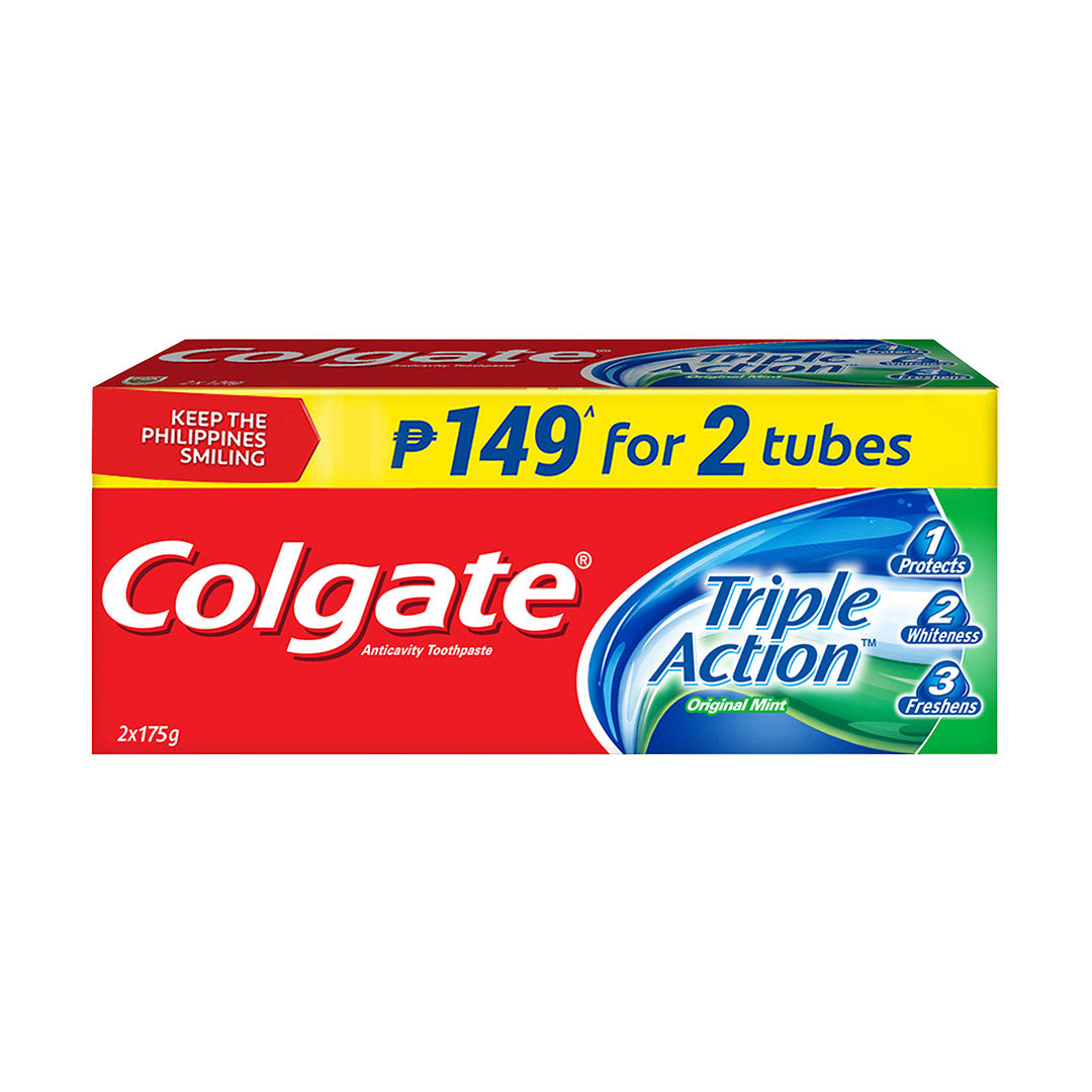 Colgate Triple Action Anticavity Toothpaste Original Mint 175g Twin Pack