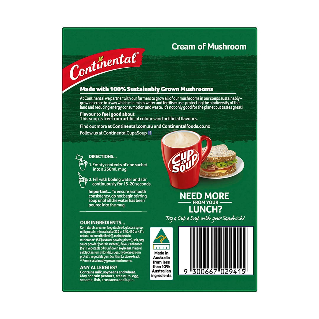 Continental Cup-A-Soup Classic Cream of Mushroom 70g Back