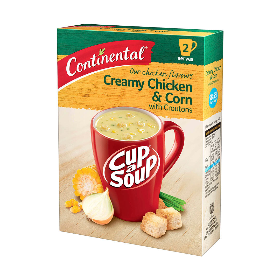 Continental Cup-A-Soup Creamy Chicken & Corn with Croutons 60g Angled