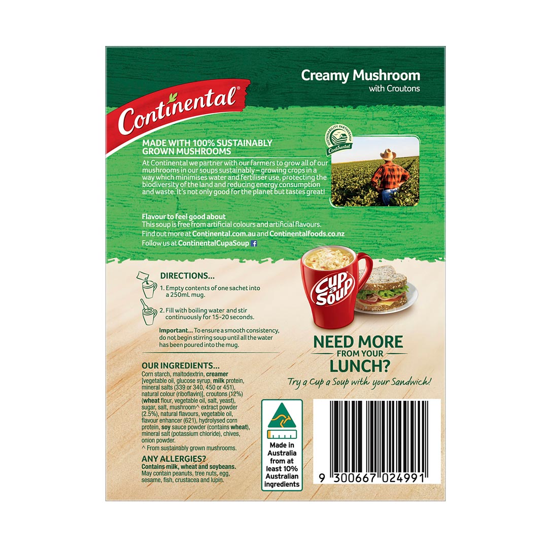 Continental Cup-A-Soup Creamy Mushroom with Croutons 50g Back