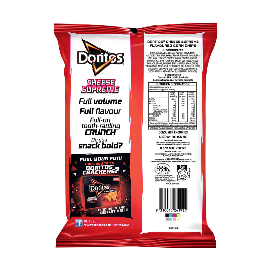 Doritos Cheese Supreme Corn Chips 170g
