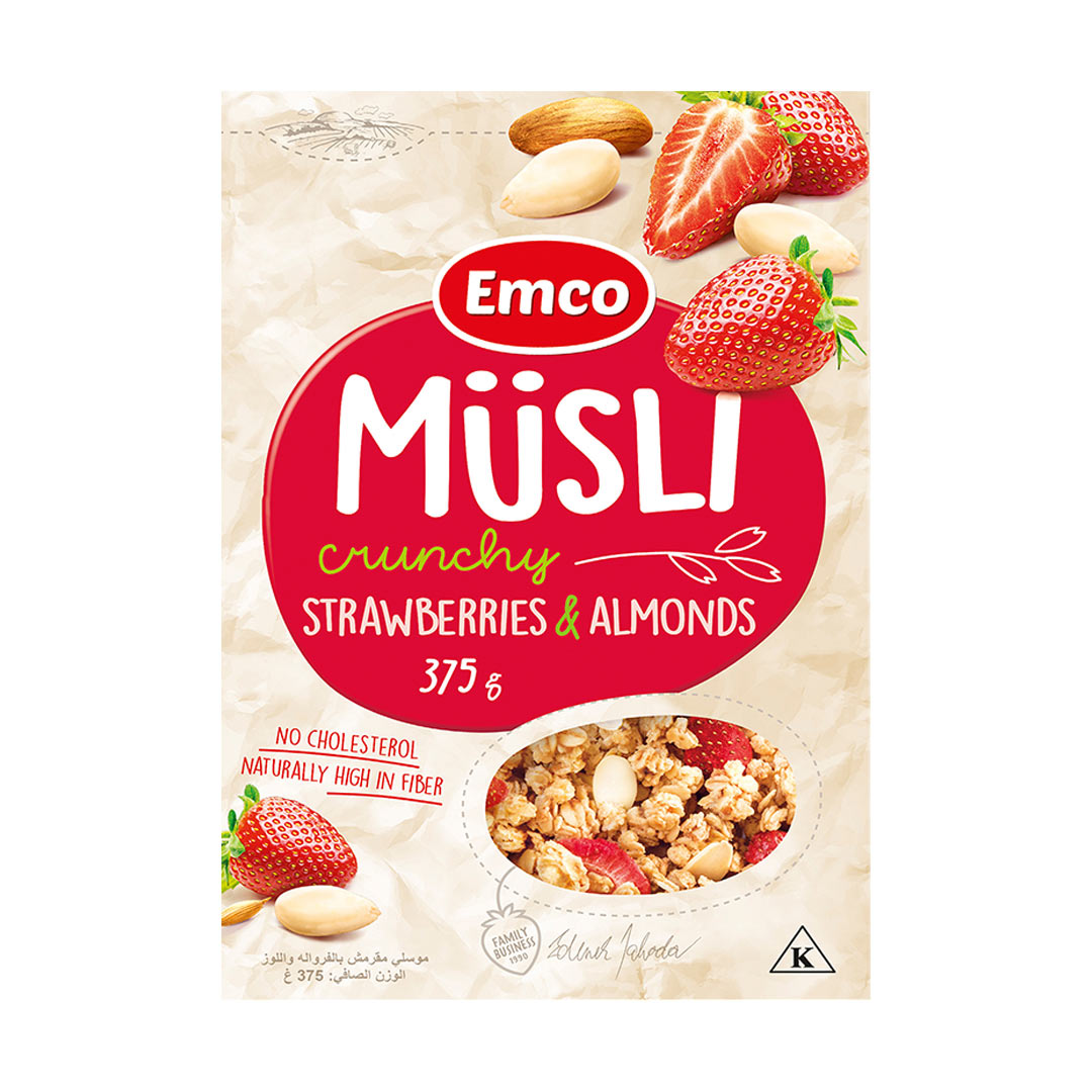 Emco Musli Crunchy Oat Cereal Strawberries & Almonds 375g