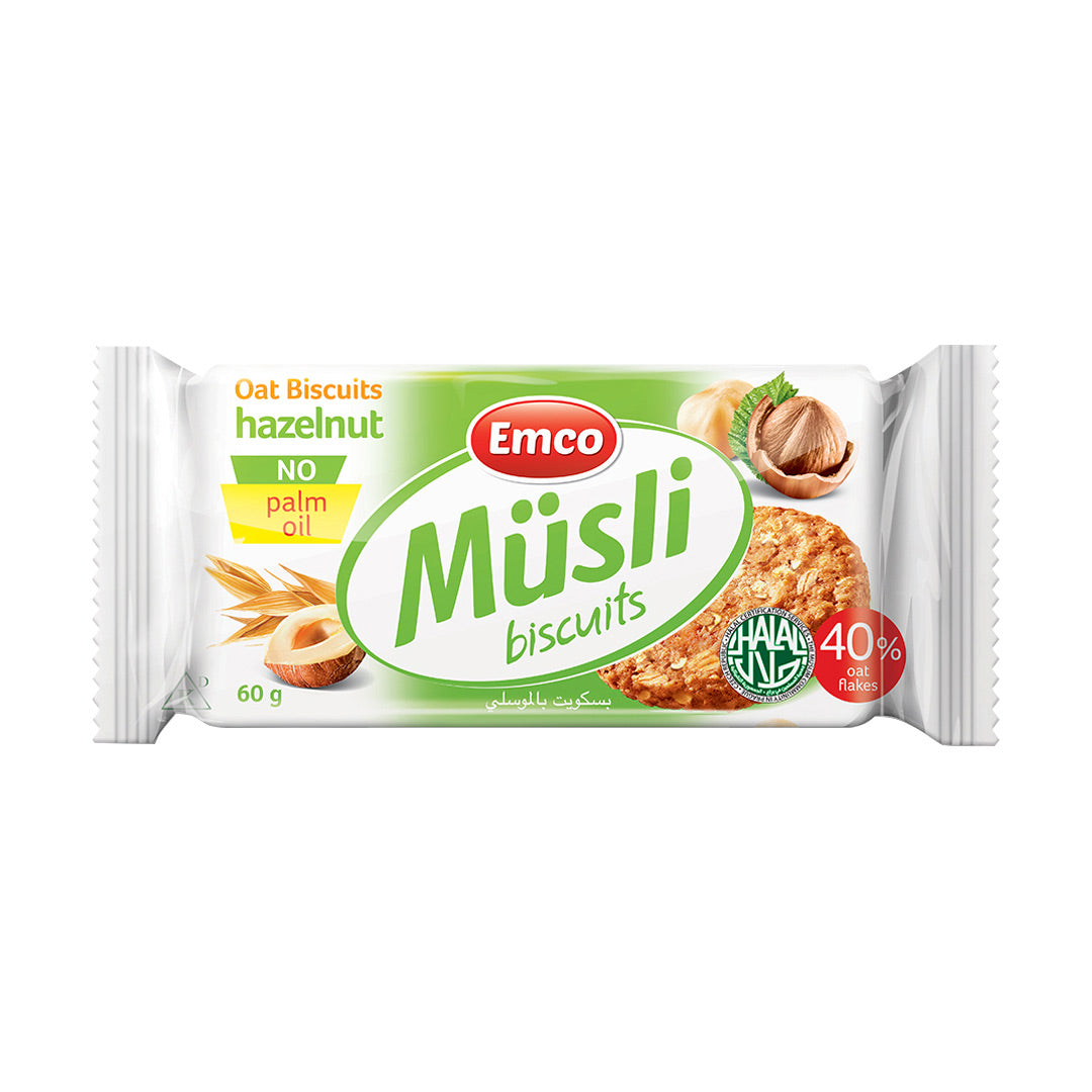 Emco Musli Oat Biscuits Hazelnut 60g