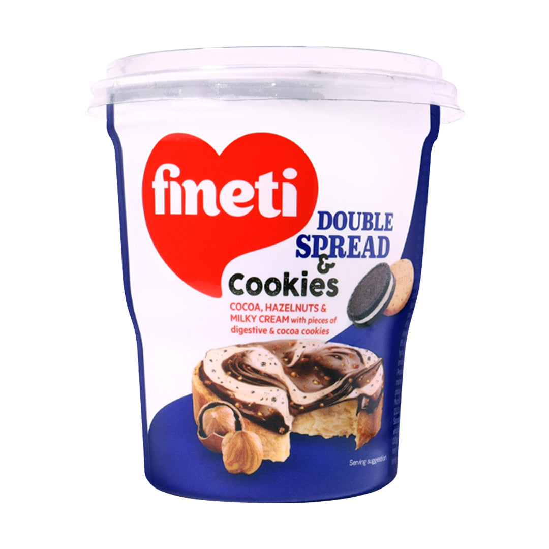 Fineti Double Spread & Cookies with Cocoa, Hazelnuts & Milky Cream 370g