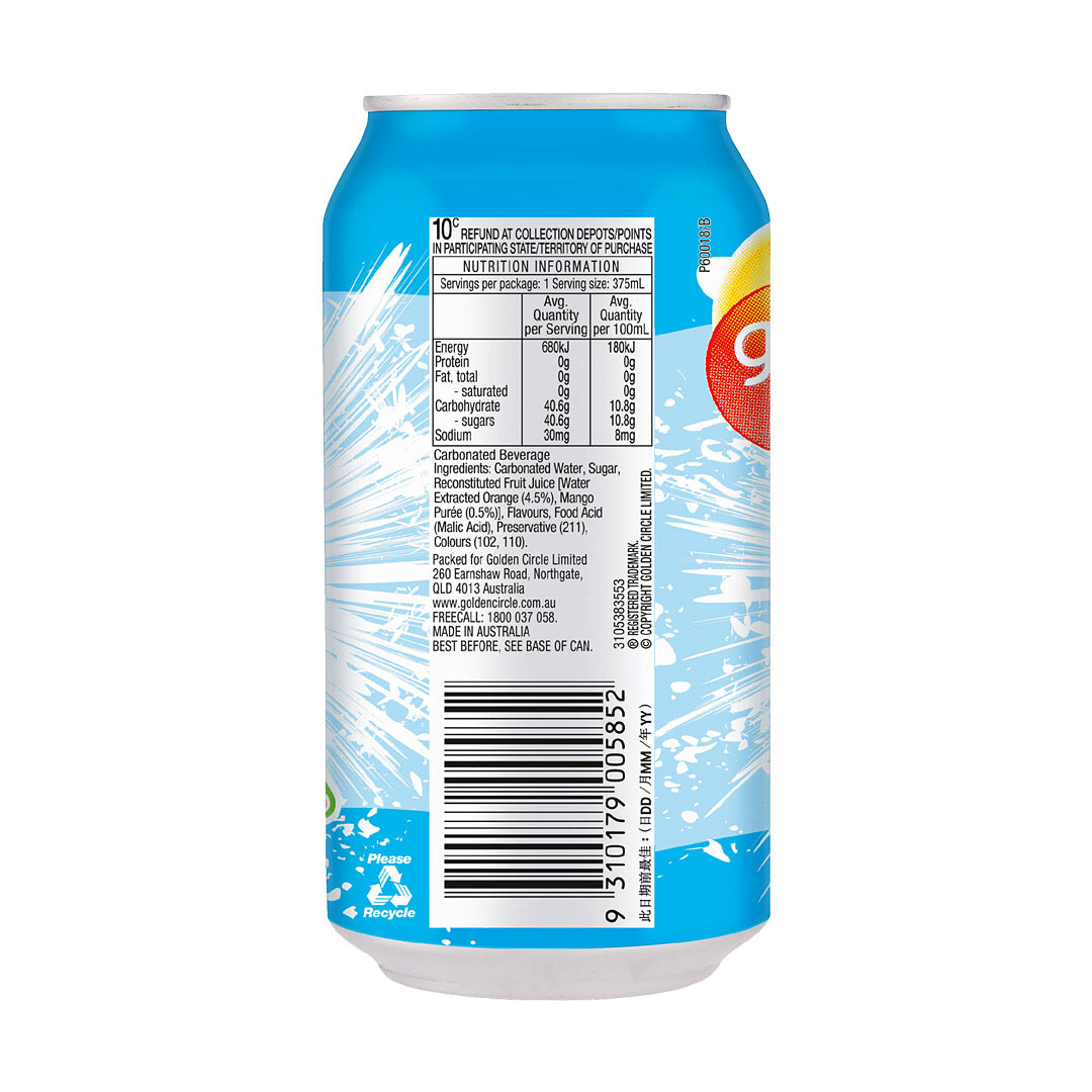 Golden Circle Orange & Mango Soft Drink 375ml Nutritional Facts