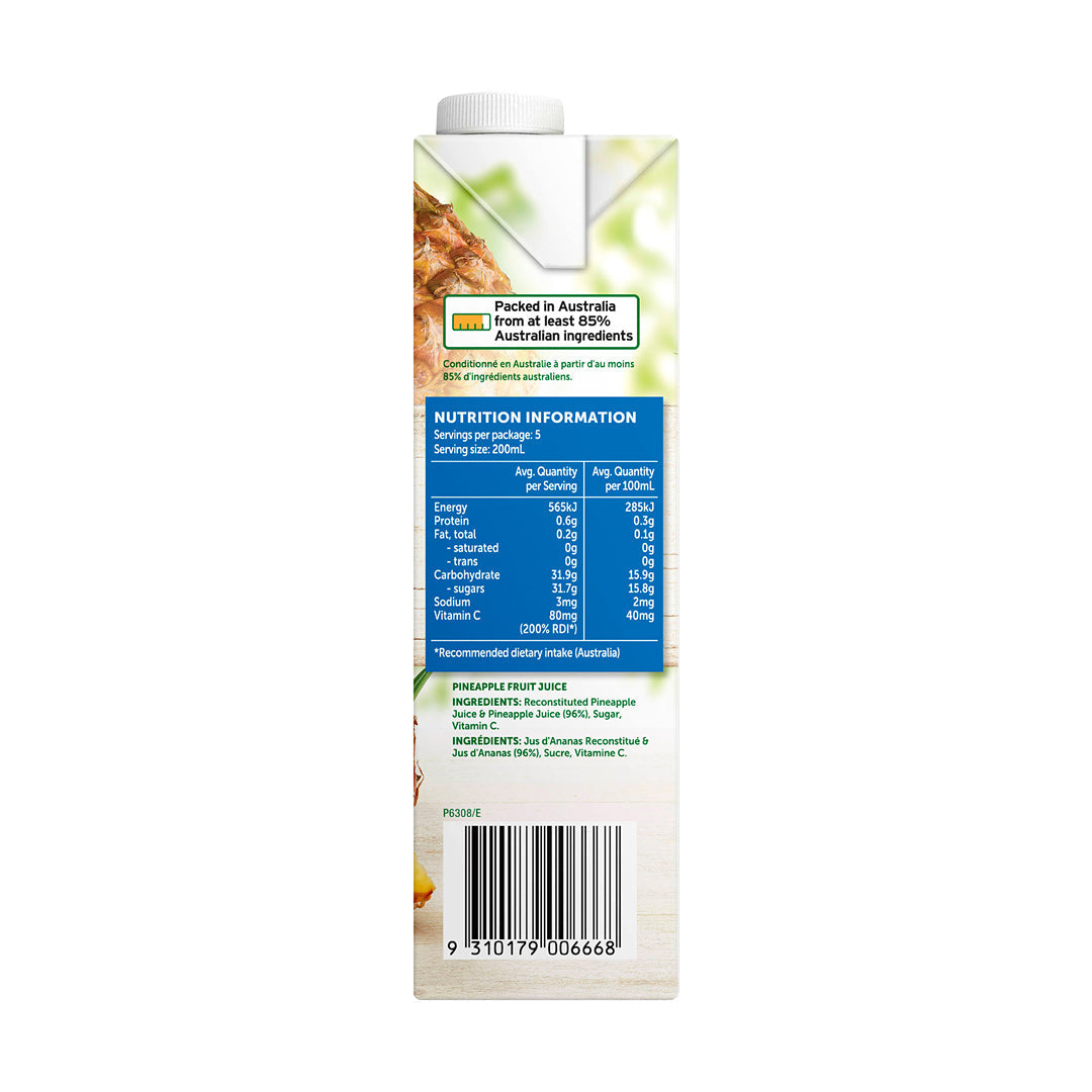 Golden Circle Sweetened Pineapple Juice 1L Nutritional Facts