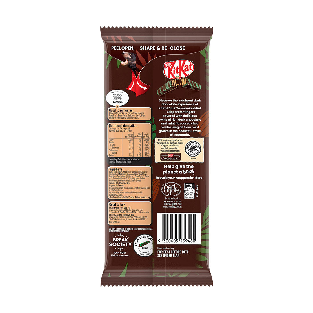 KitKat Dark with Tasmanian Mint 170g Back