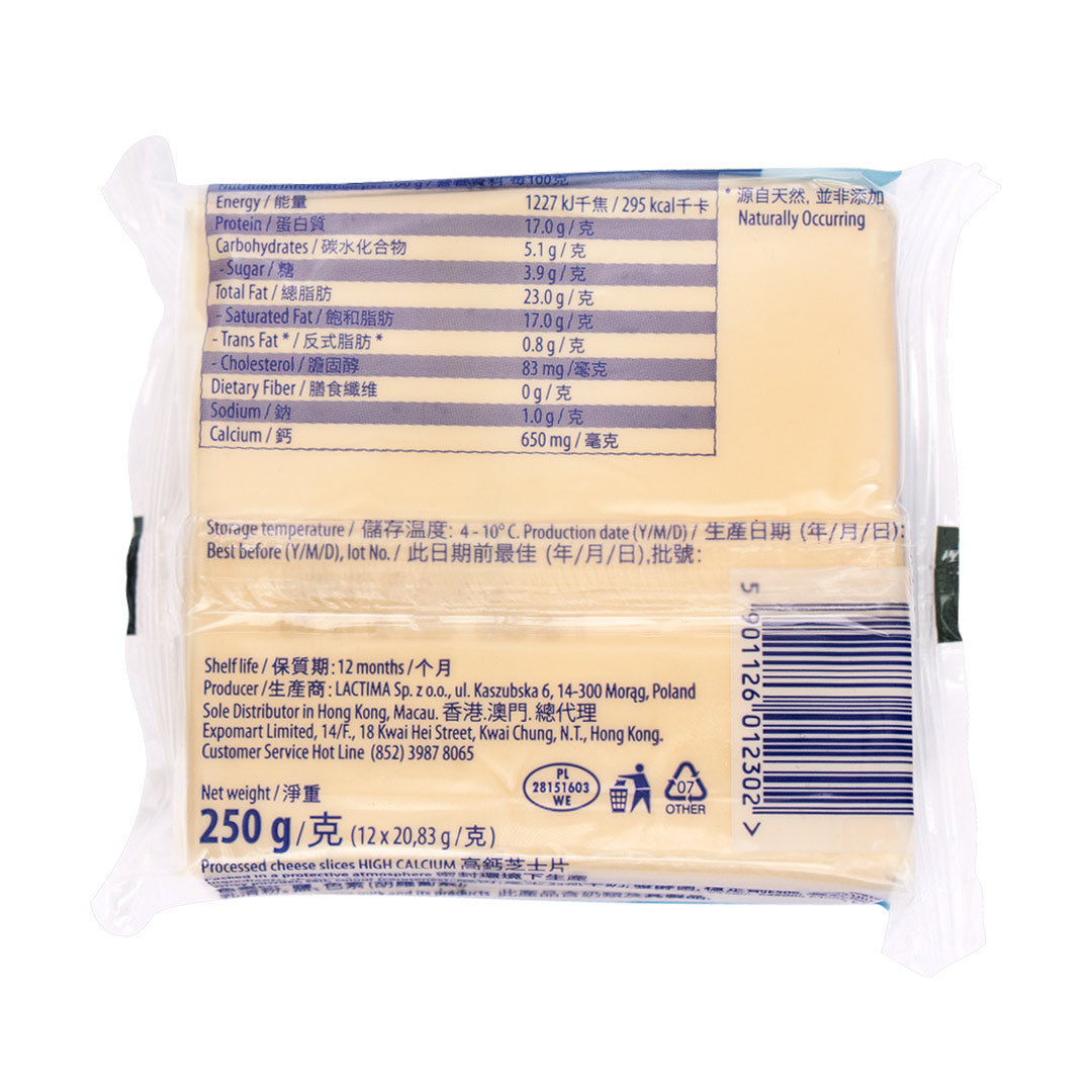 Lactima Processed High Calcium Cheese Slices 250g