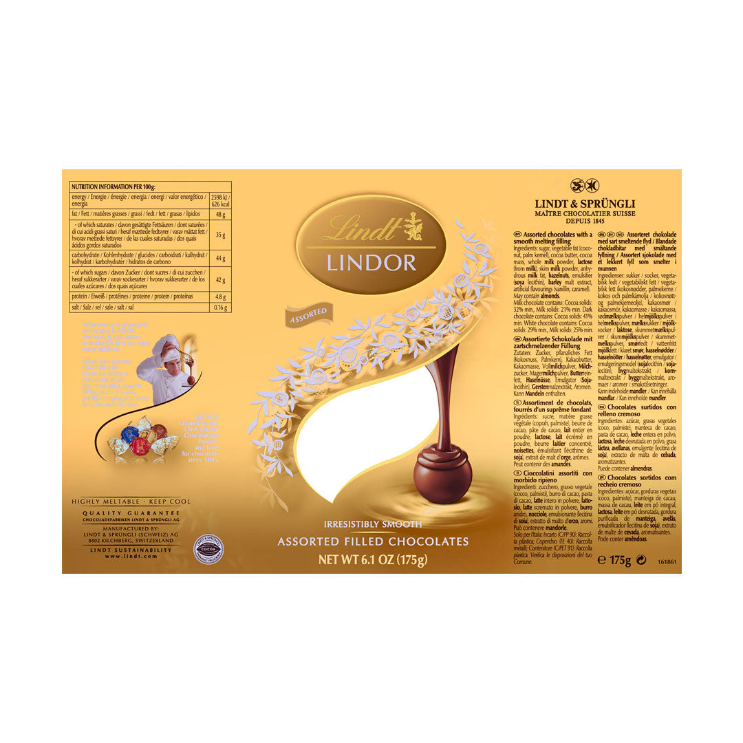 Lindt Lindor Assorted Chocolates Mini Tube 175g