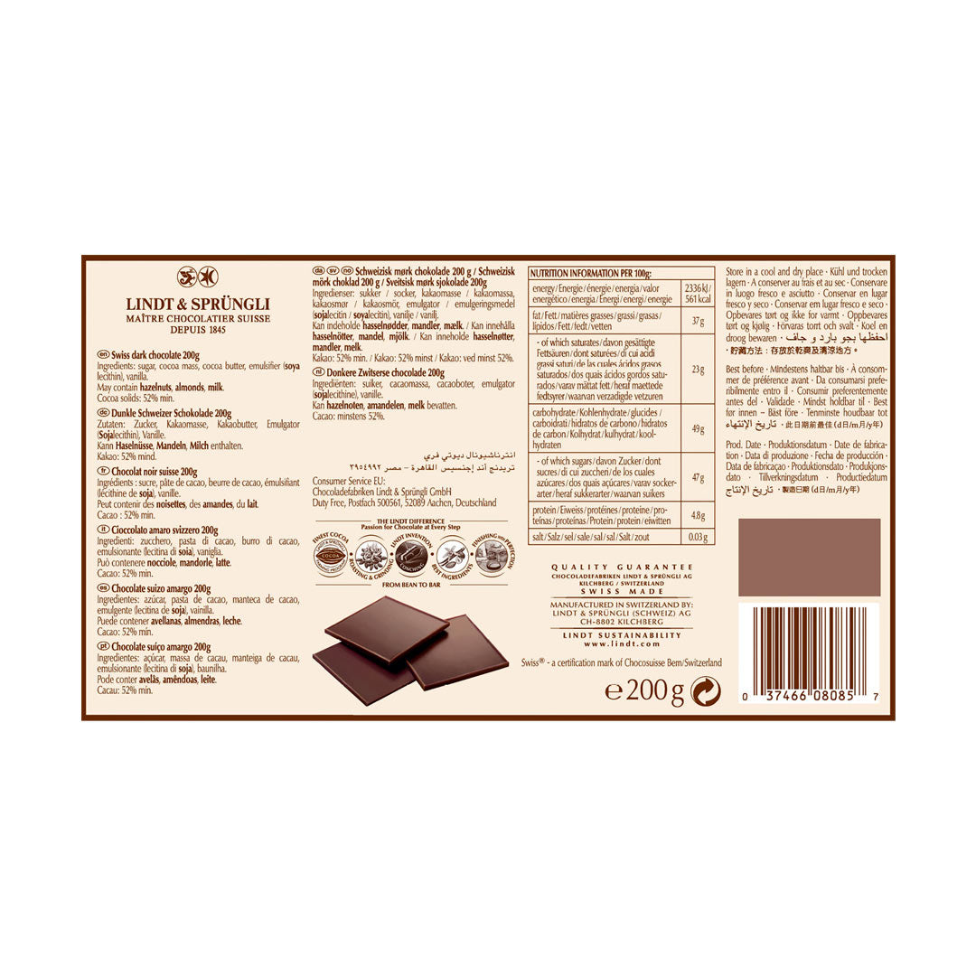 Lindt Swiss Thins Dark 200g