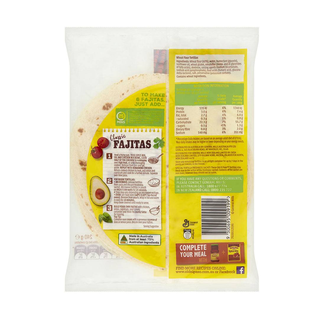 Old El Paso Regular Flour Tortillas 240g