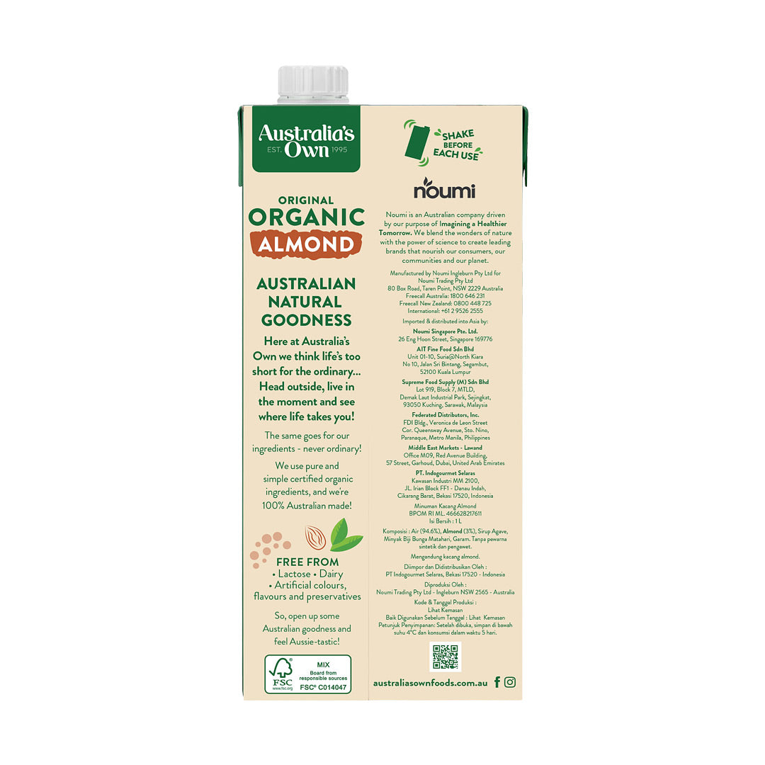 Australia's Own Original Organic Almond Milk 1L