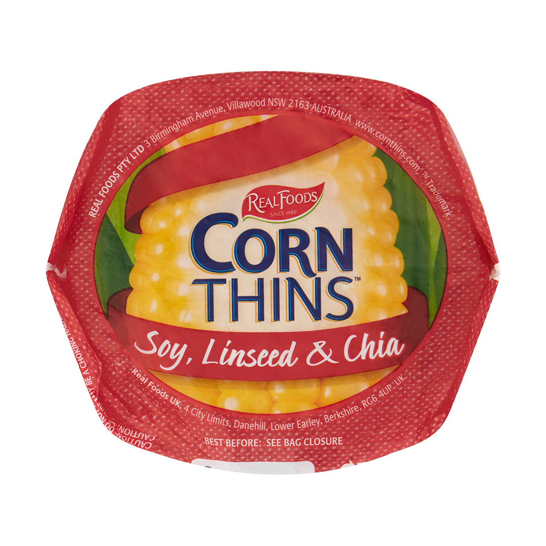 Real Foods Corn Thins Soy, Linseed & Chia 150g