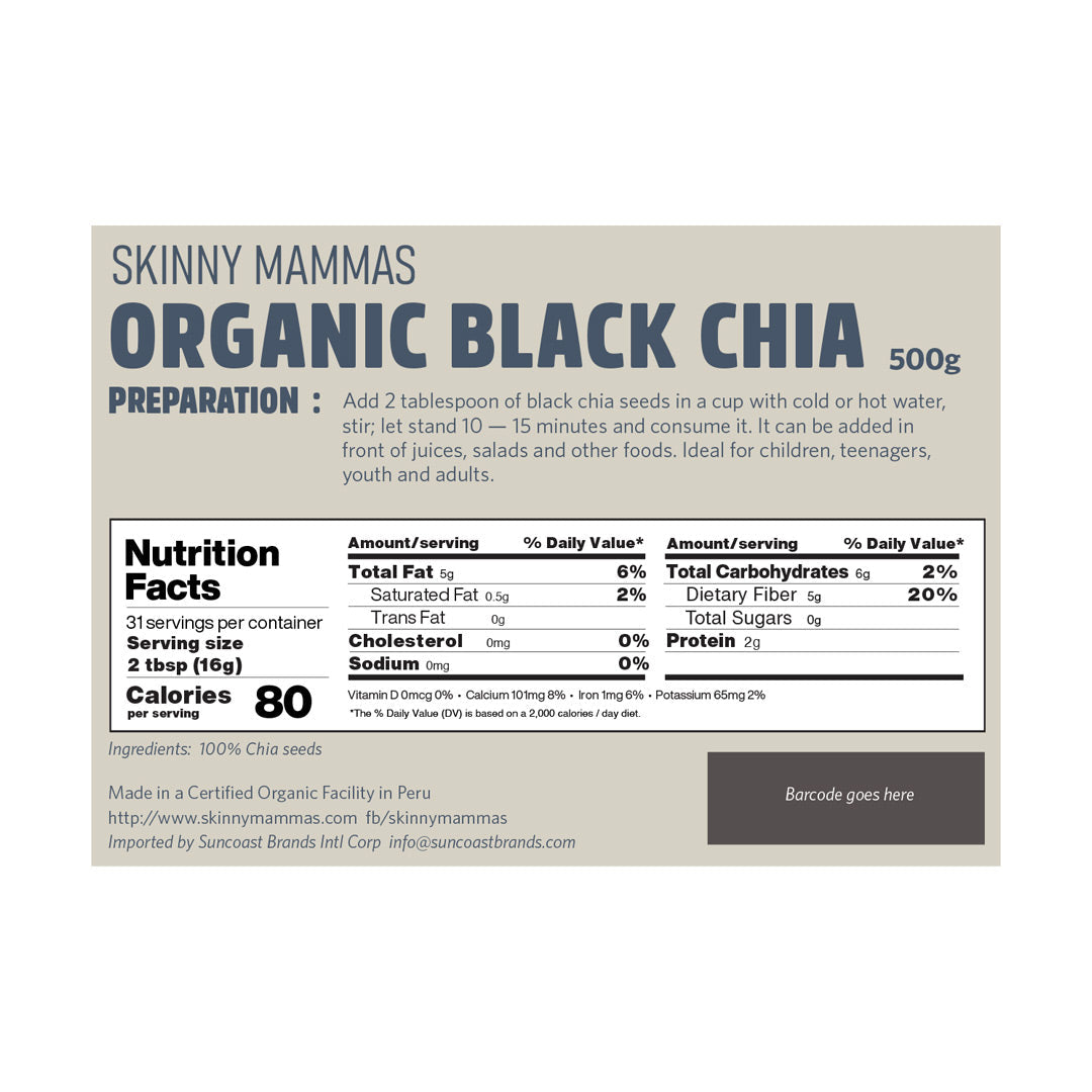 Skinny Mamas Organic Black Chia Seeds 500g