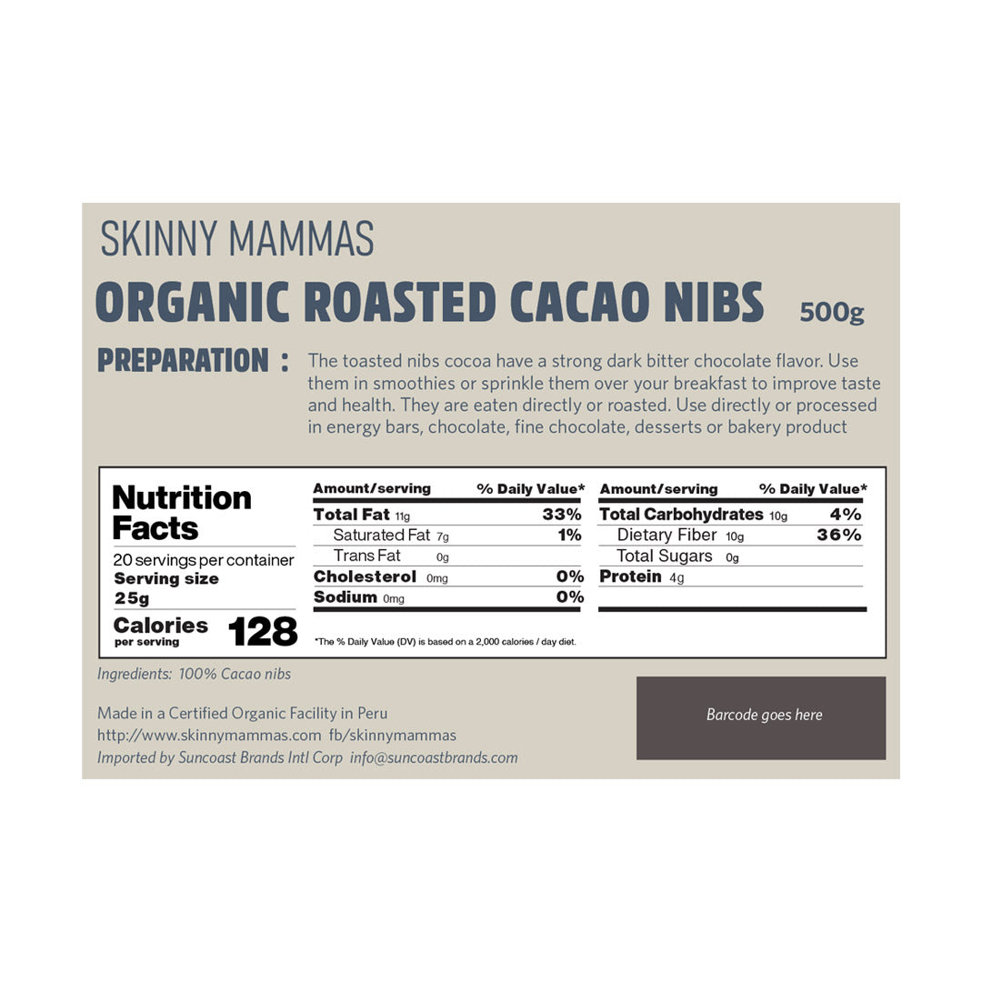 Skinny Mamas Organic Roasted Cacao Nibs 500g