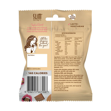 Slim Secrets Choc Love Bites Protein Milk Chocolate with Crushed Almonds 36g