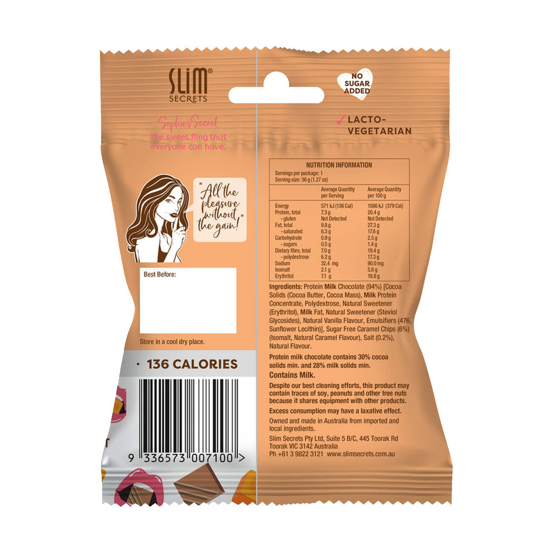 Slim Secrets Choc Love Bites Protein Milk Chocolate with Salted Caramel Crisps 36g