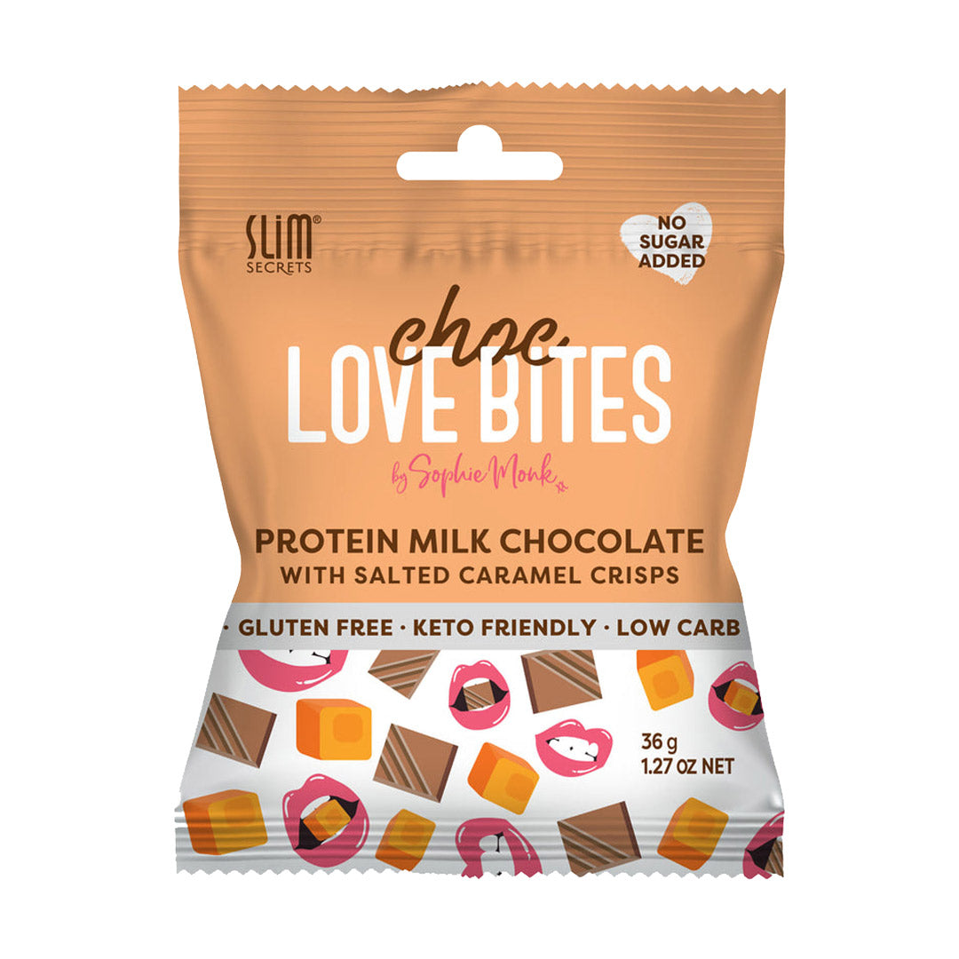 Slim Secrets Choc Love Bites Protein Milk Chocolate with Salted Caramel Crisps 36g