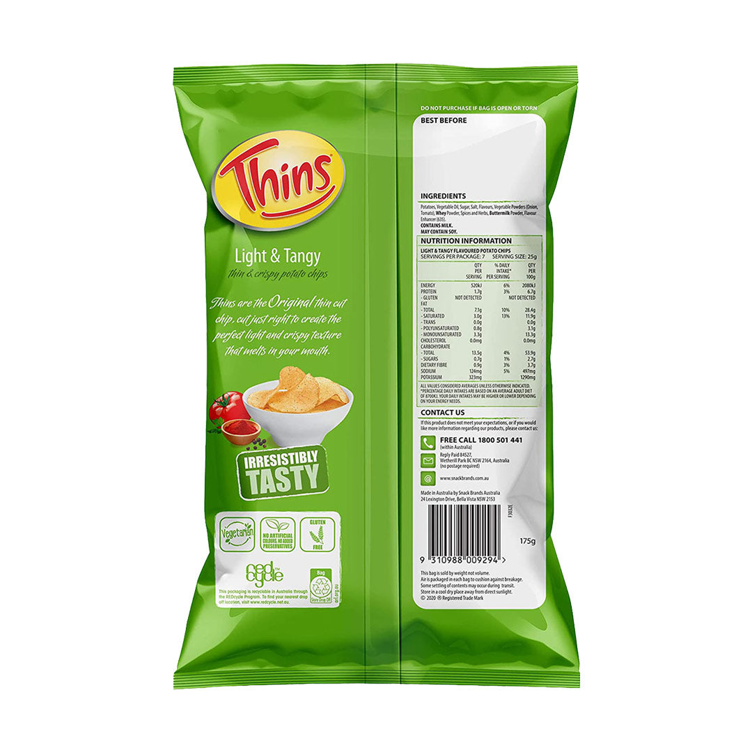 Thins Light & Tangy Potato Chips 175g