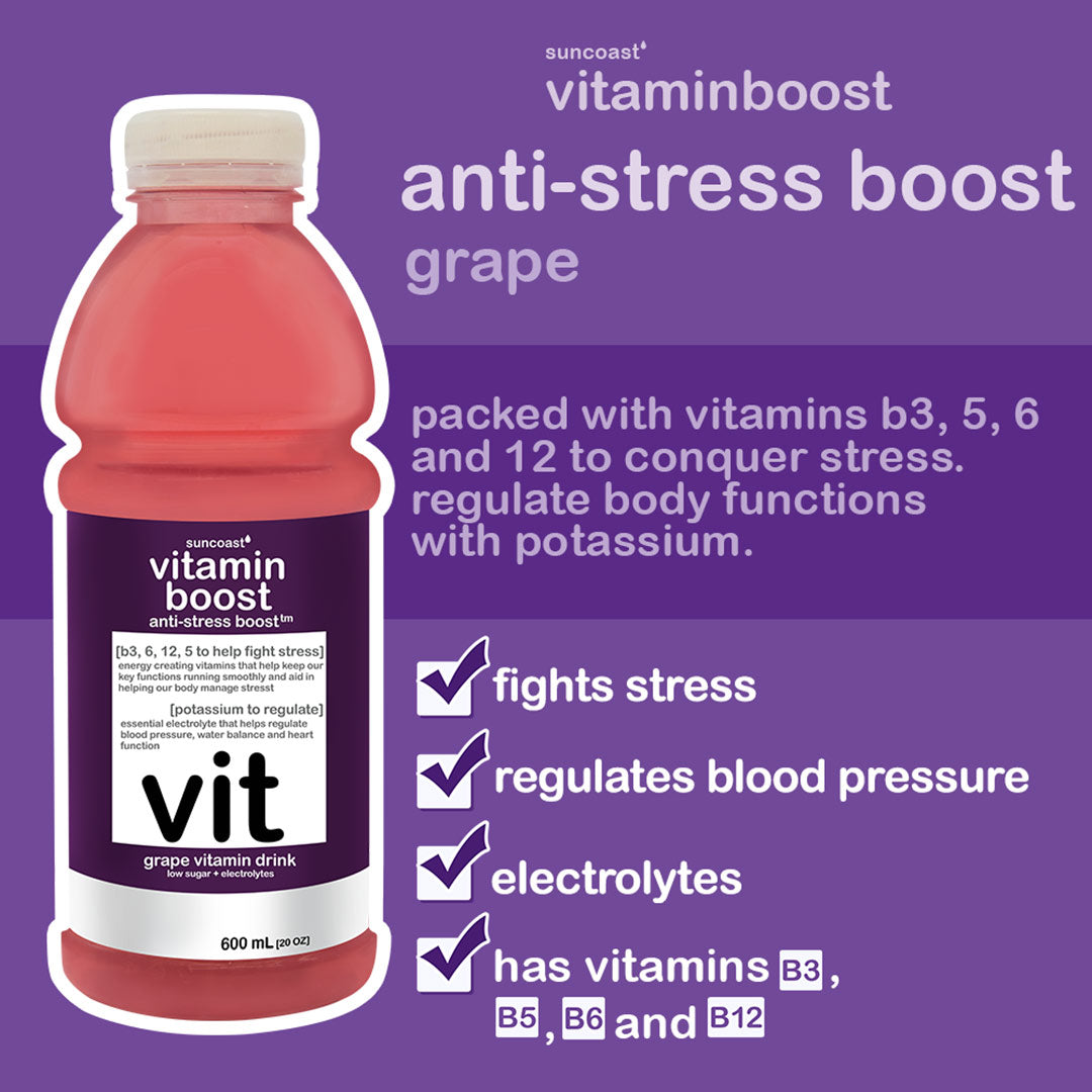 Vitamin Boost Anti-Stress Boost Grape Vitamin Drink 600ml