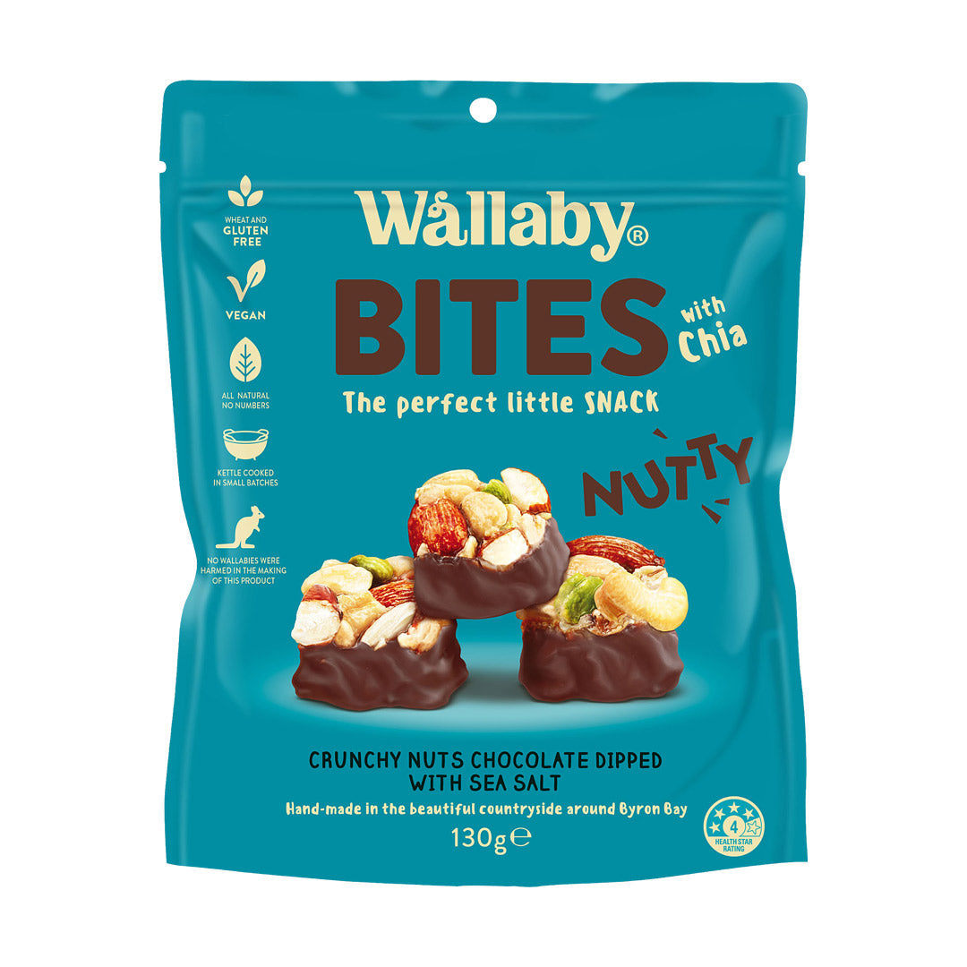 Wallaby Bites Crunchy Nuts Chocolate Dipped with Sea Salt 130g