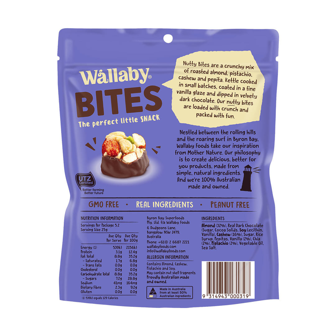 Wallaby Bites Crunchy Nuts Chocolate Dipped with Vanilla 130g