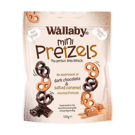 Wallaby Mini Pretzels Dark Chocolate & Salted Caramel 120g